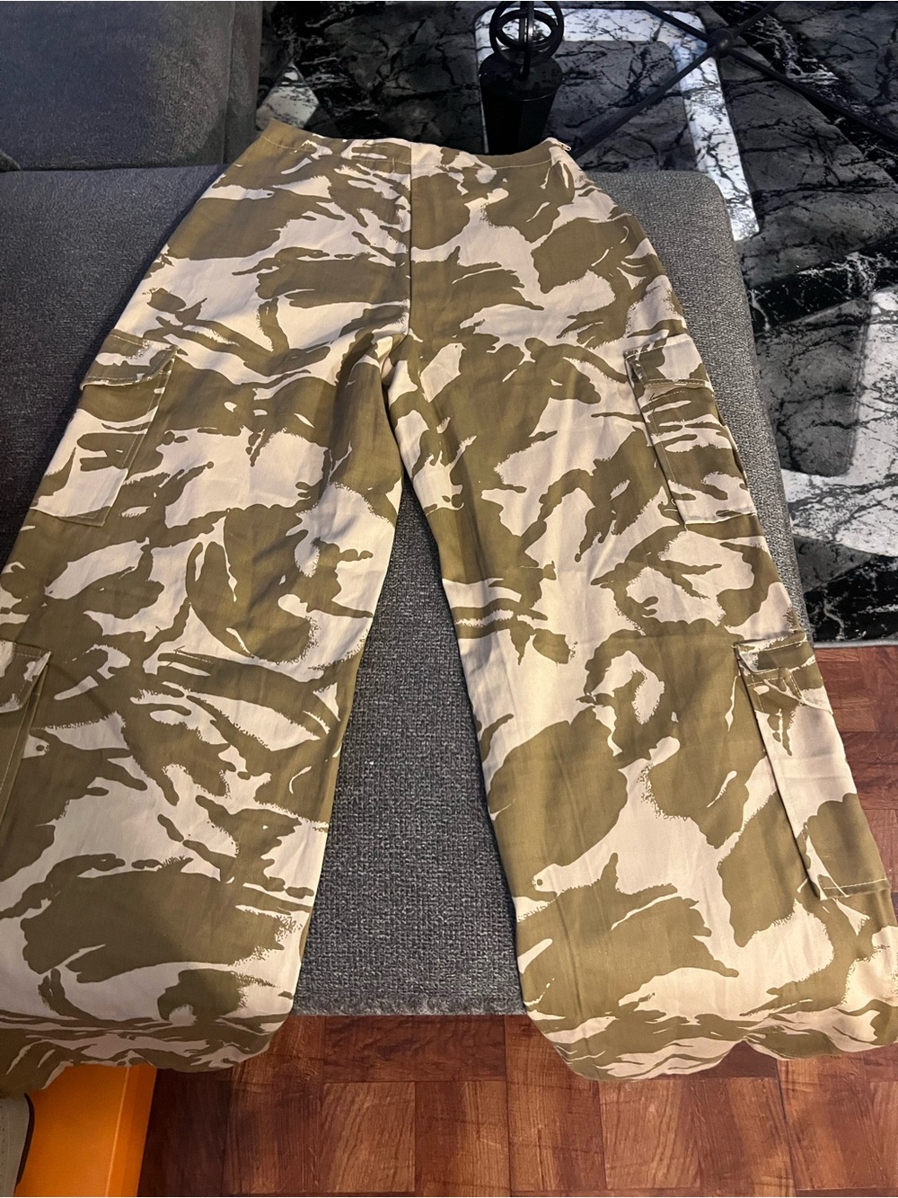 PrettyLittleThing Olive & Cream Cargo Wide Leg Trousers